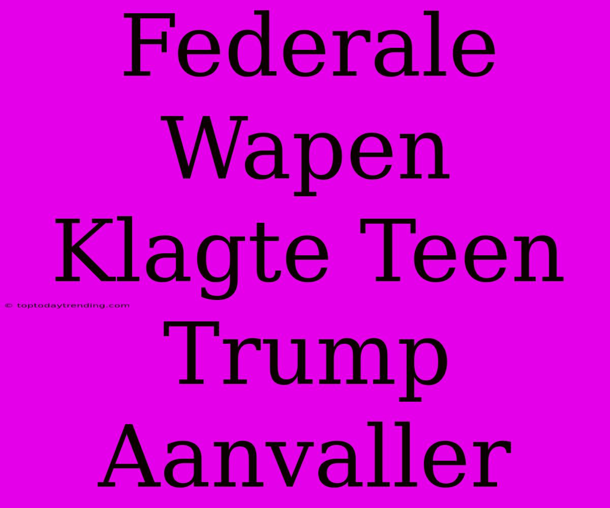 Federale Wapen Klagte Teen Trump Aanvaller