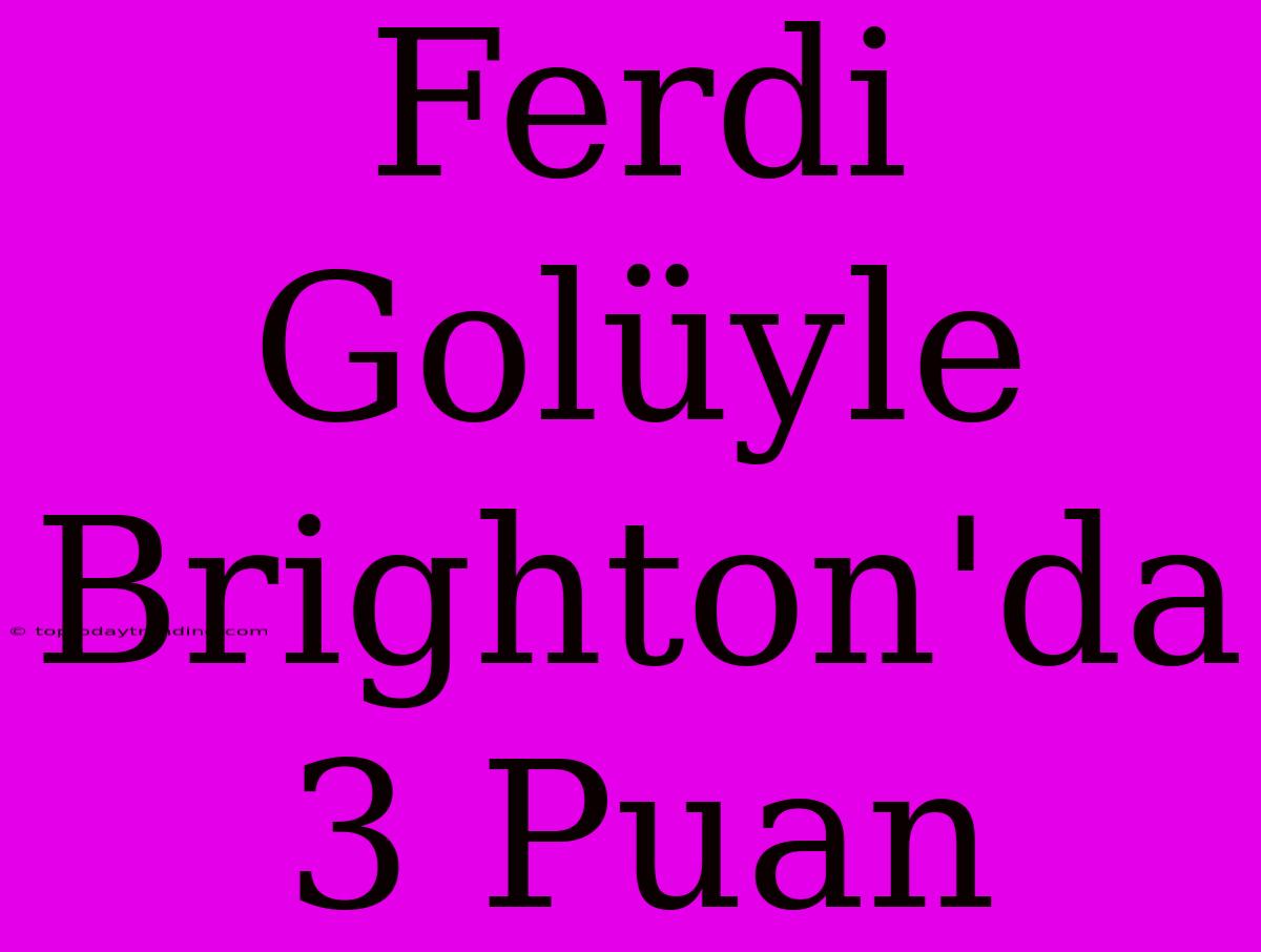 Ferdi Golüyle Brighton'da 3 Puan