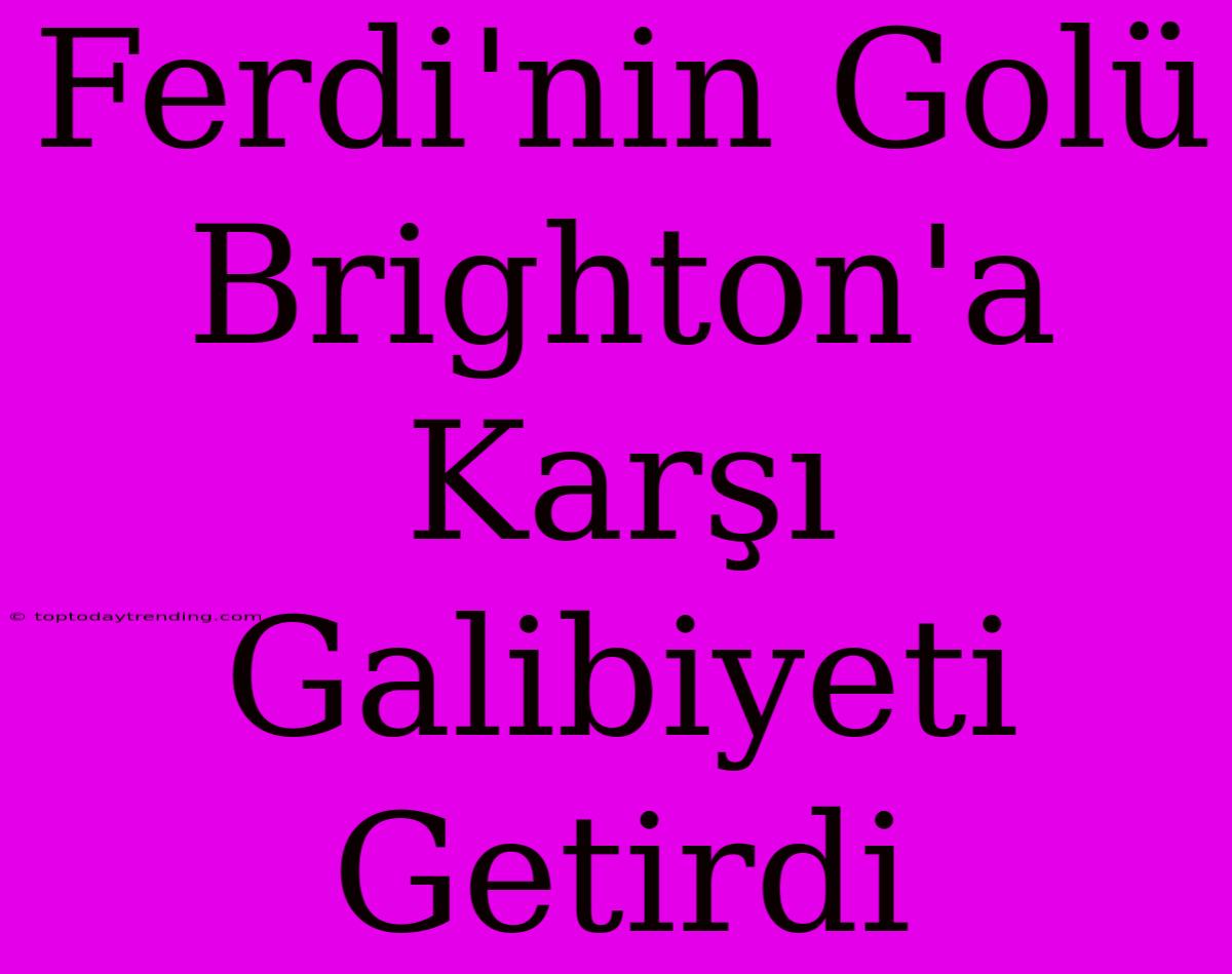 Ferdi'nin Golü Brighton'a Karşı Galibiyeti Getirdi