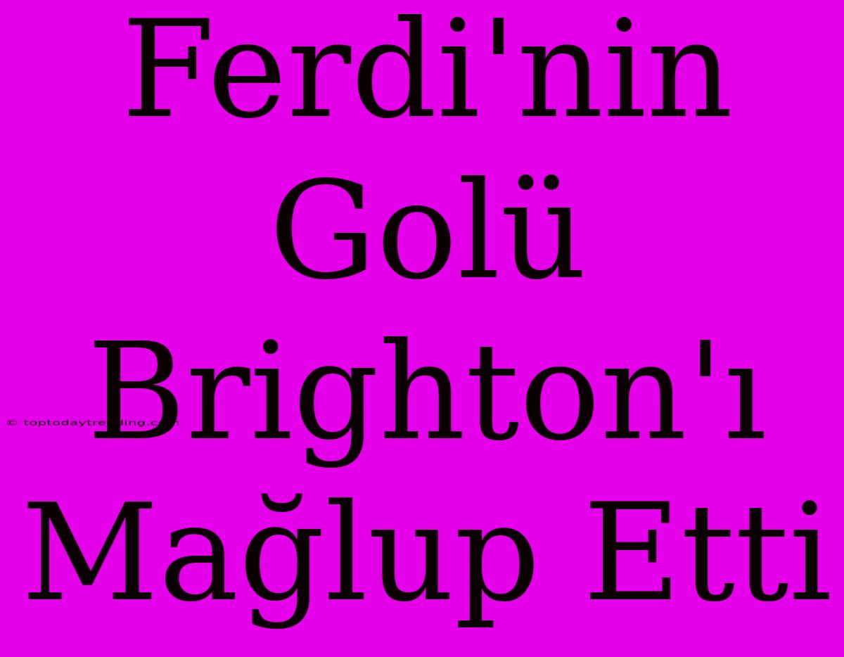 Ferdi'nin Golü Brighton'ı Mağlup Etti