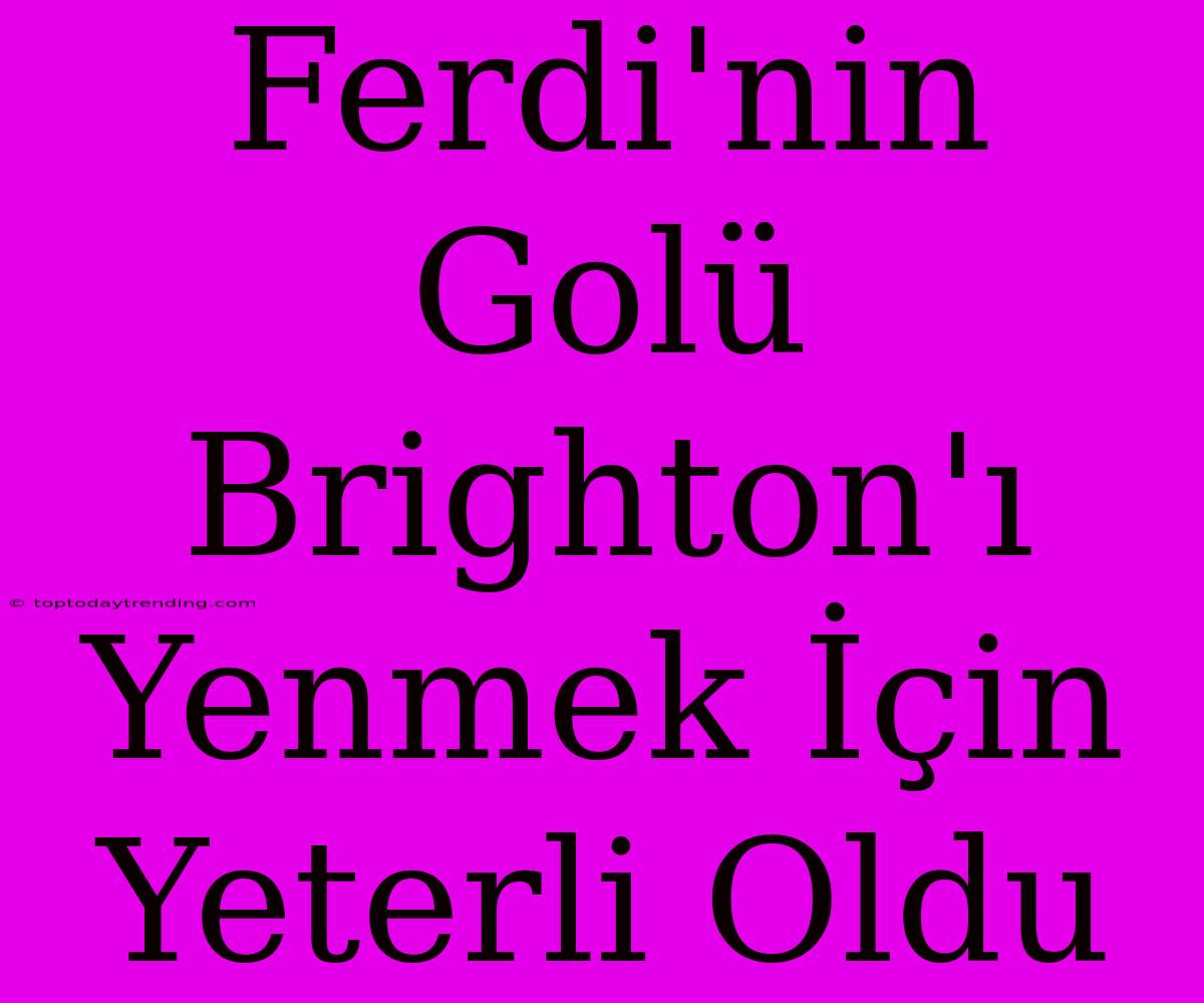 Ferdi'nin Golü Brighton'ı Yenmek İçin Yeterli Oldu