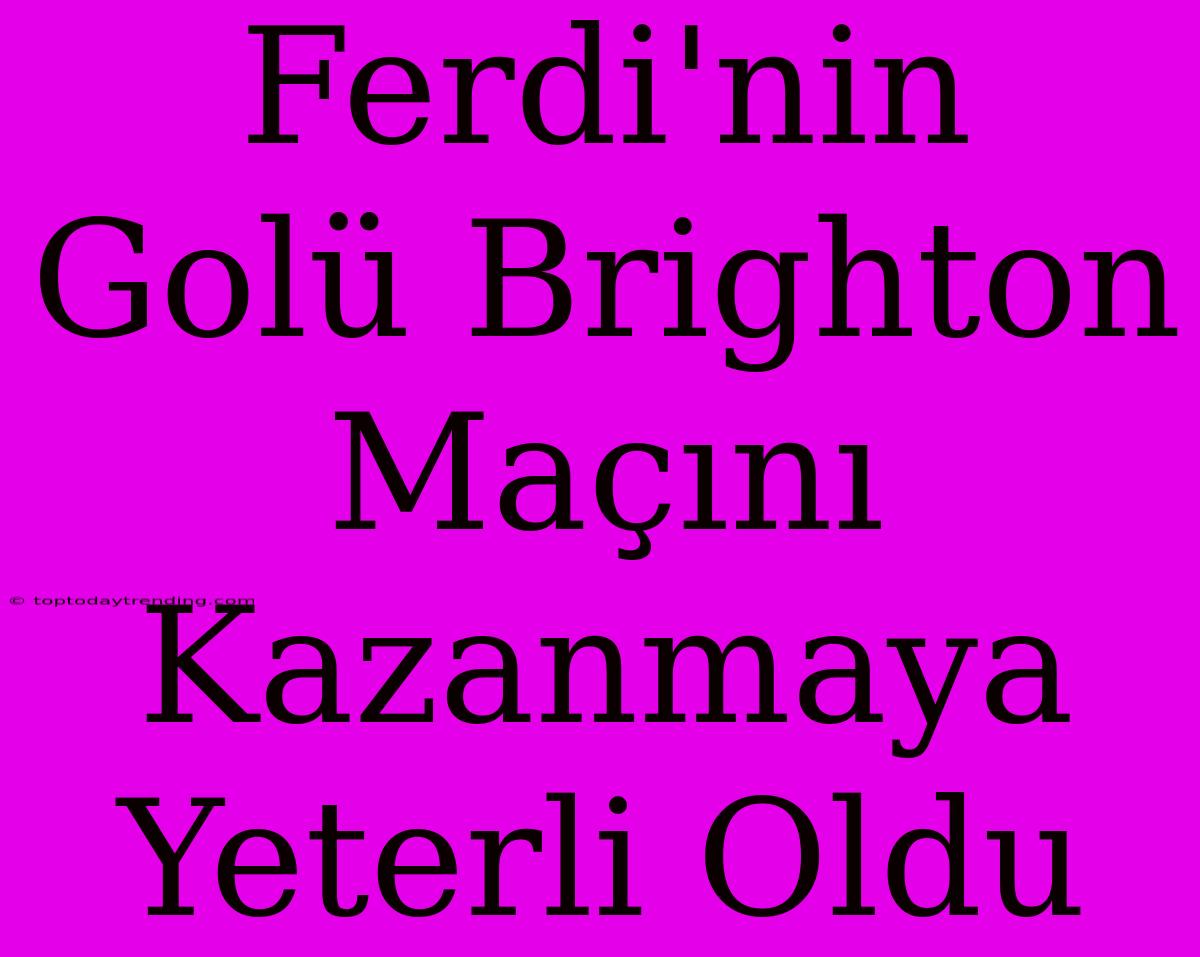 Ferdi'nin Golü Brighton Maçını Kazanmaya Yeterli Oldu