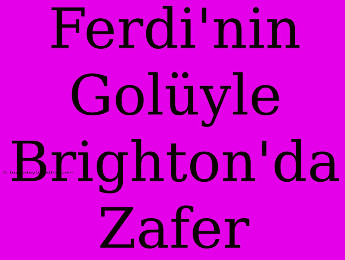 Ferdi'nin Golüyle Brighton'da Zafer