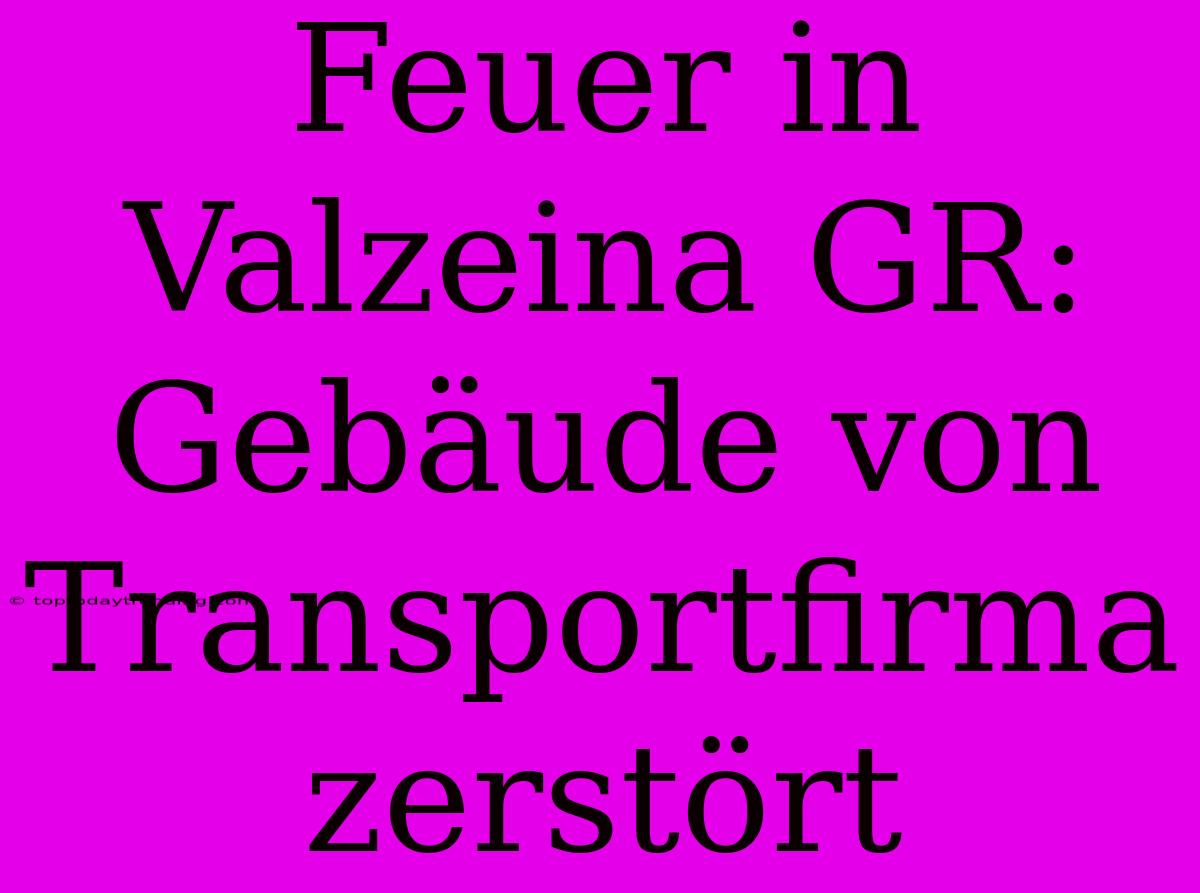 Feuer In Valzeina GR: Gebäude Von Transportfirma Zerstört