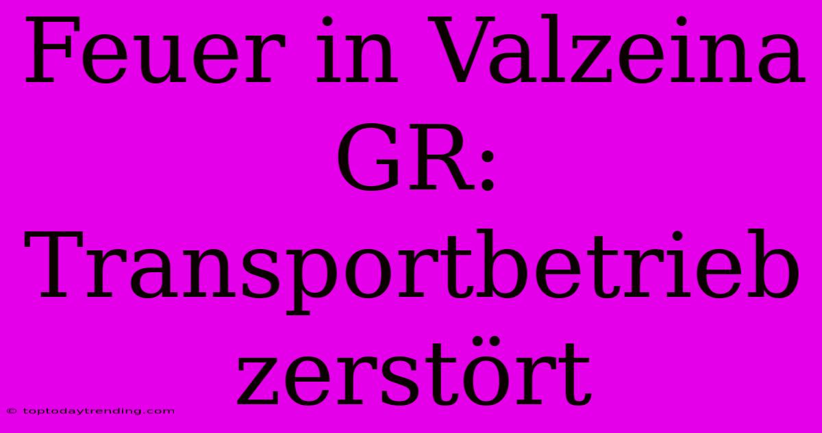 Feuer In Valzeina GR: Transportbetrieb Zerstört