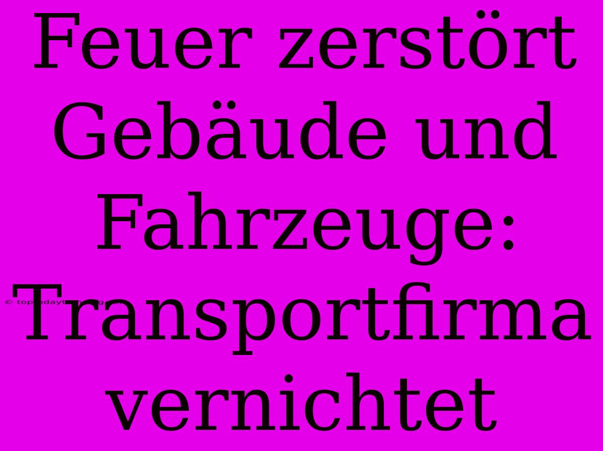 Feuer Zerstört Gebäude Und Fahrzeuge: Transportfirma Vernichtet