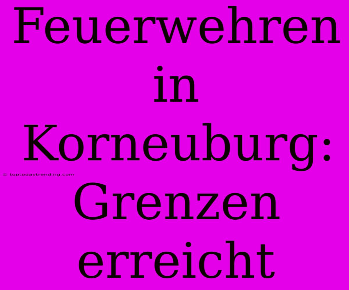 Feuerwehren In Korneuburg: Grenzen Erreicht