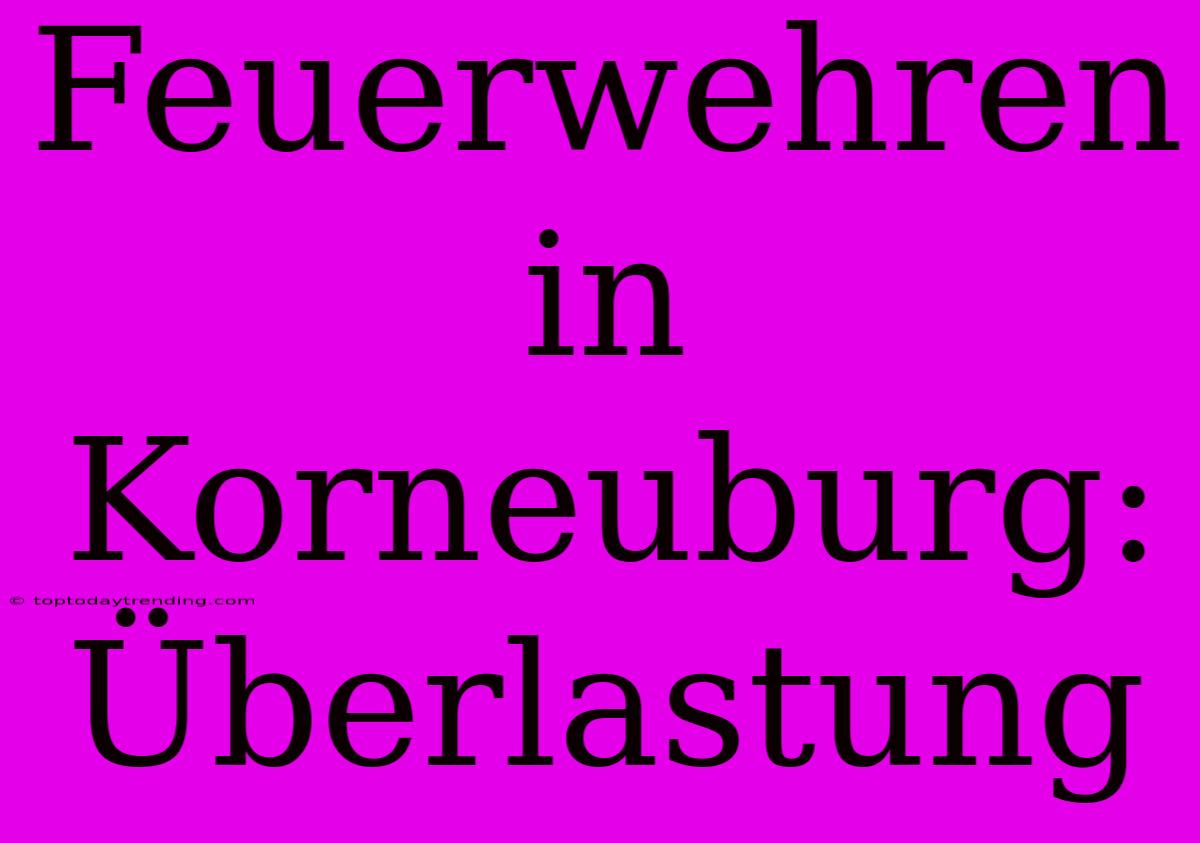 Feuerwehren In Korneuburg: Überlastung