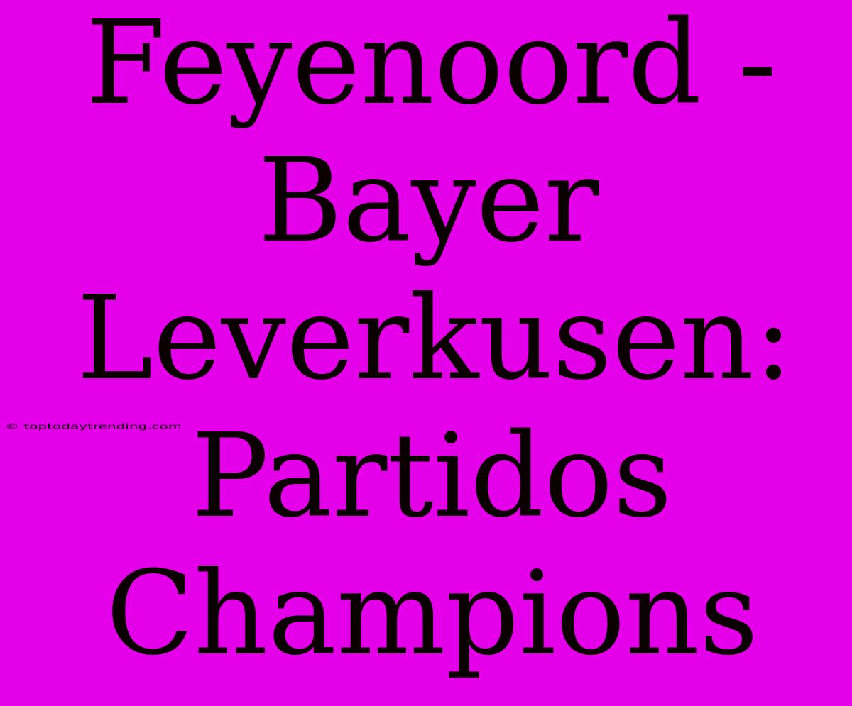 Feyenoord - Bayer Leverkusen: Partidos Champions