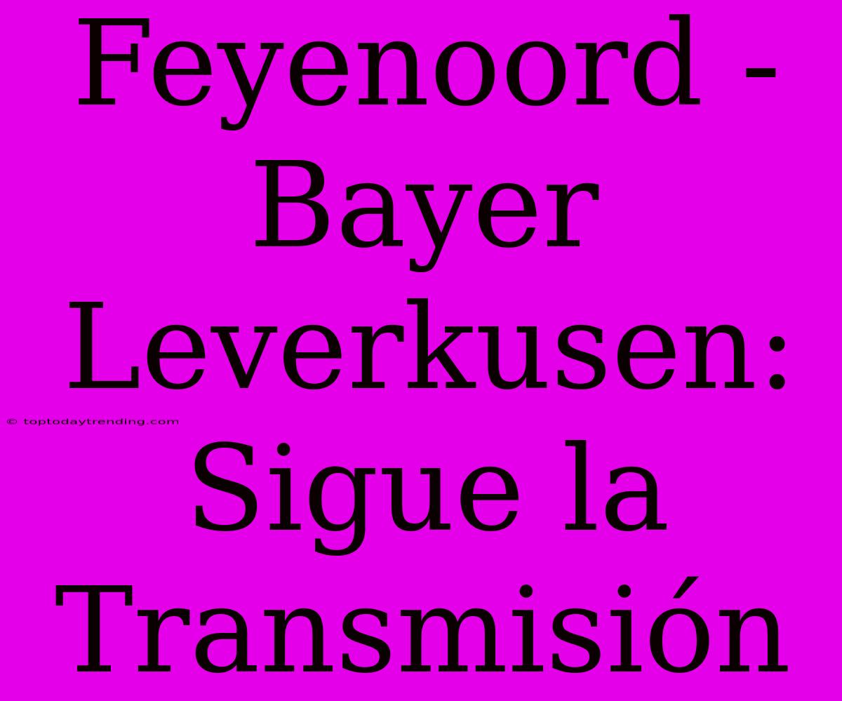 Feyenoord - Bayer Leverkusen: Sigue La Transmisión