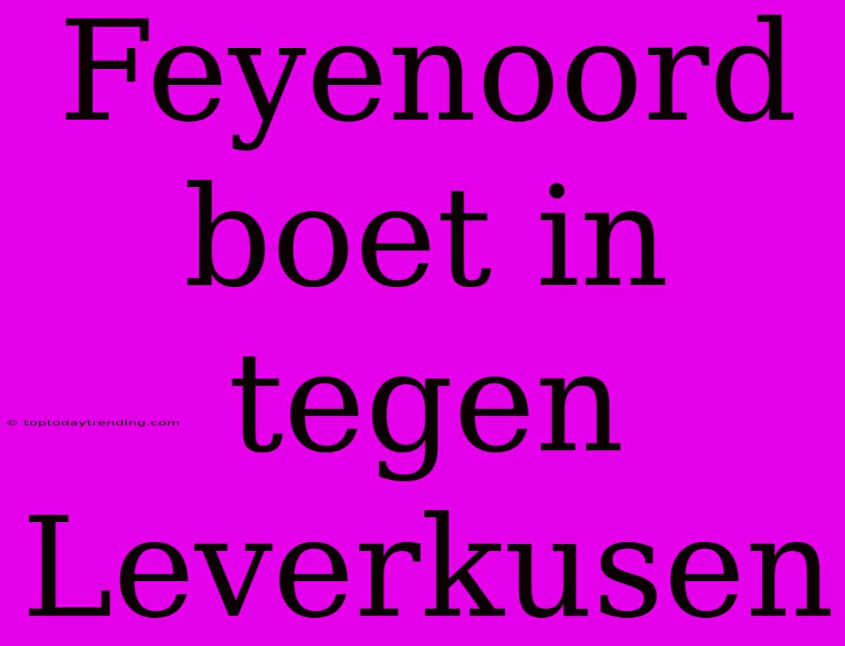 Feyenoord Boet In Tegen Leverkusen