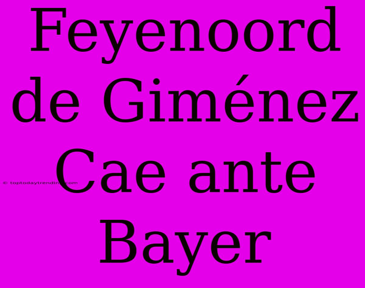 Feyenoord De Giménez Cae Ante Bayer