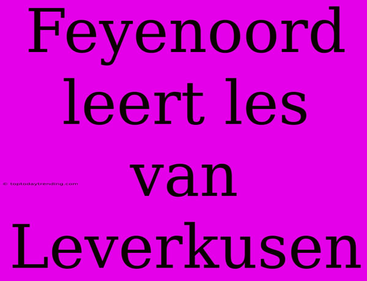 Feyenoord Leert Les Van Leverkusen