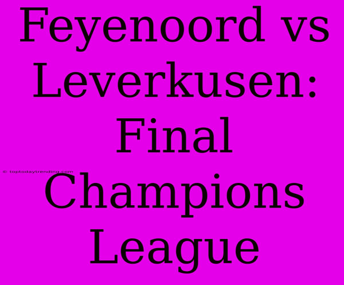 Feyenoord Vs Leverkusen: Final Champions League