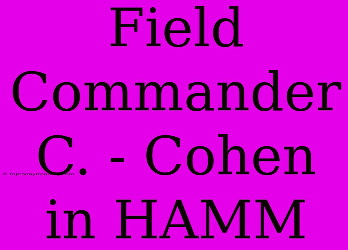 Field Commander C. - Cohen In HAMM