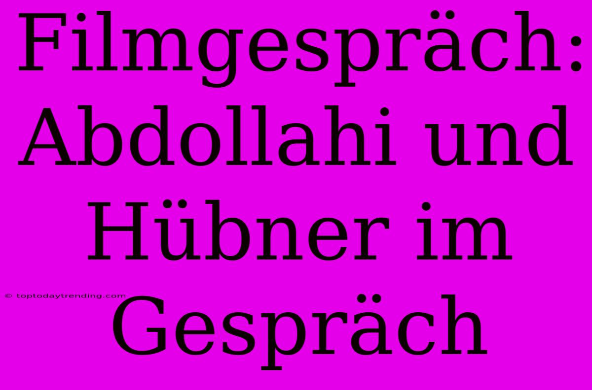 Filmgespräch: Abdollahi Und Hübner Im Gespräch