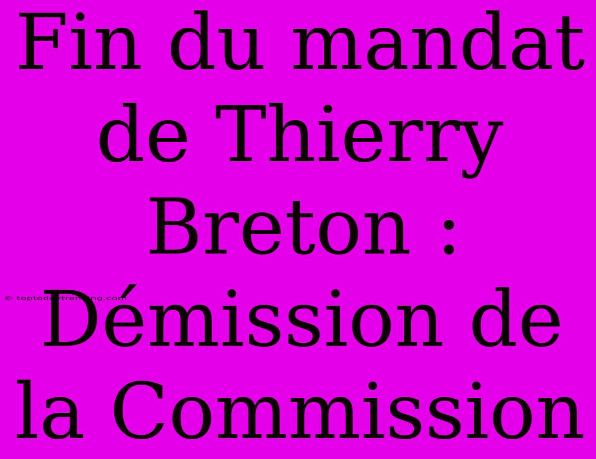 Fin Du Mandat De Thierry Breton : Démission De La Commission