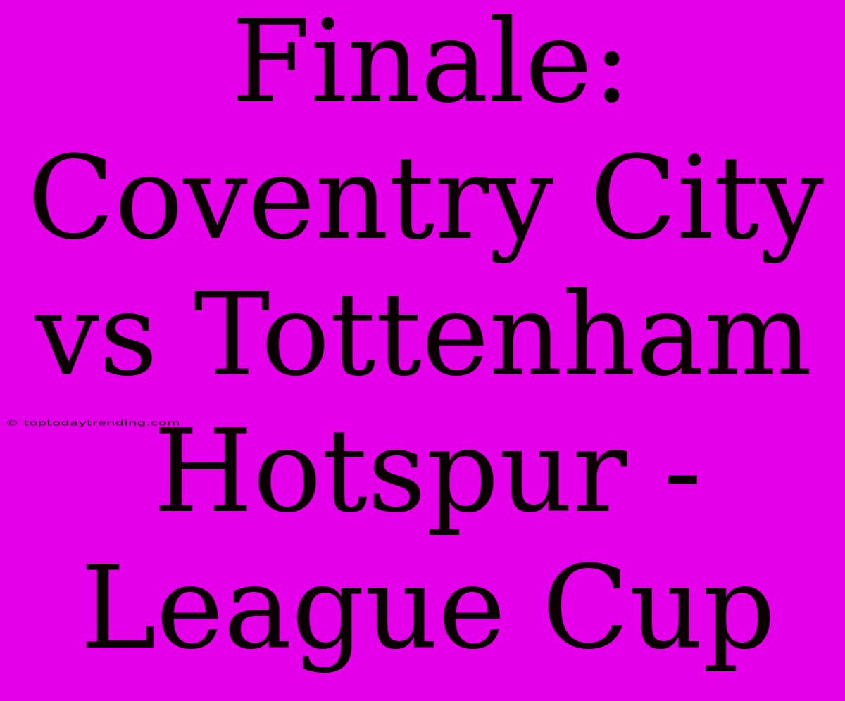 Finale: Coventry City Vs Tottenham Hotspur - League Cup