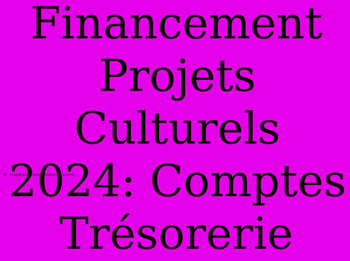 Financement Projets Culturels 2024: Comptes Trésorerie