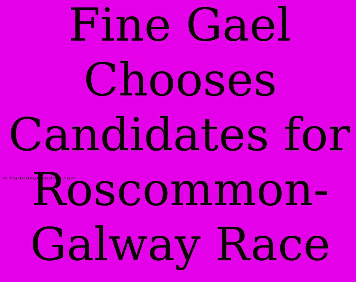 Fine Gael Chooses Candidates For Roscommon-Galway Race