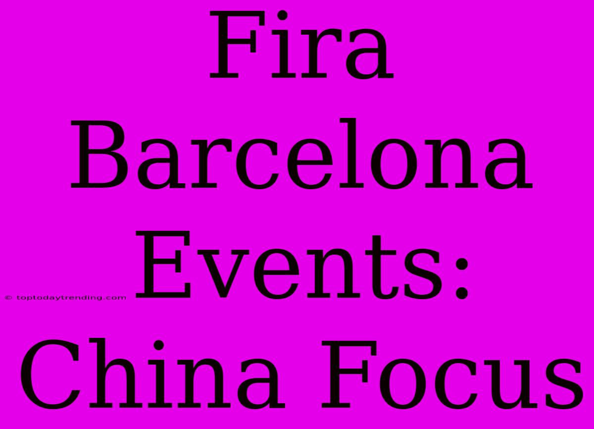 Fira Barcelona Events: China Focus