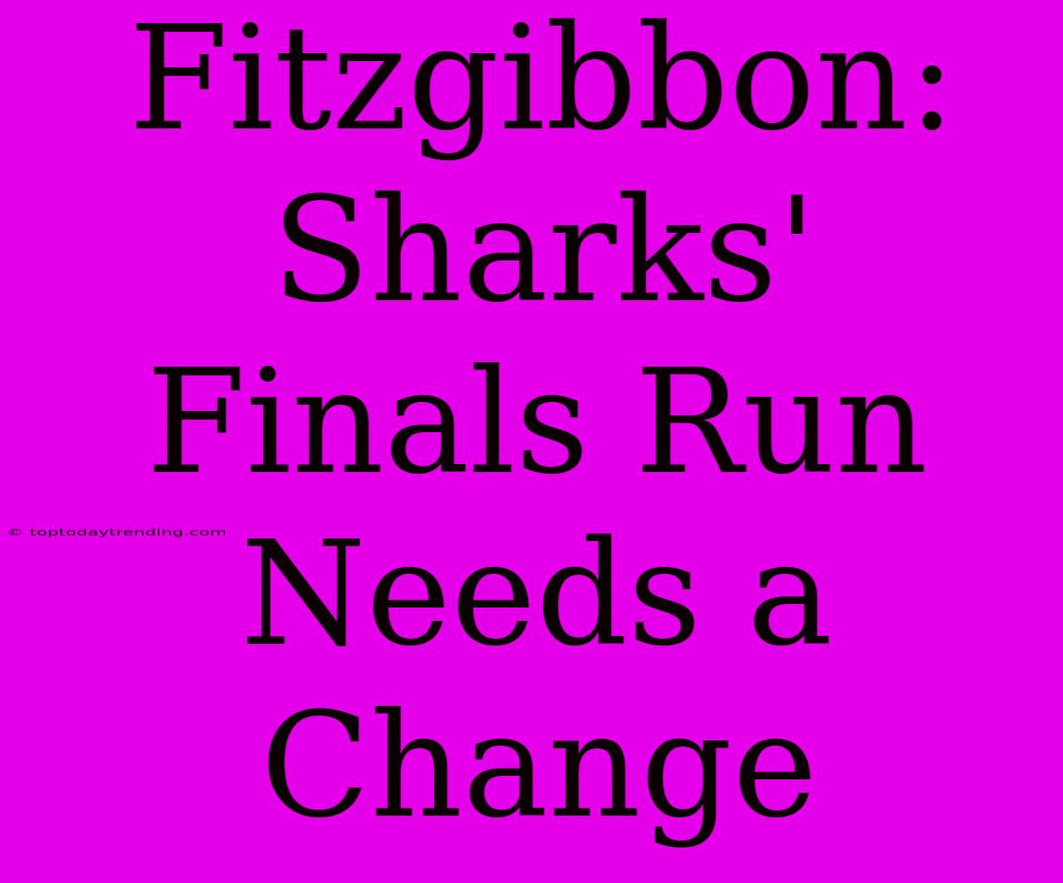 Fitzgibbon: Sharks' Finals Run Needs A Change