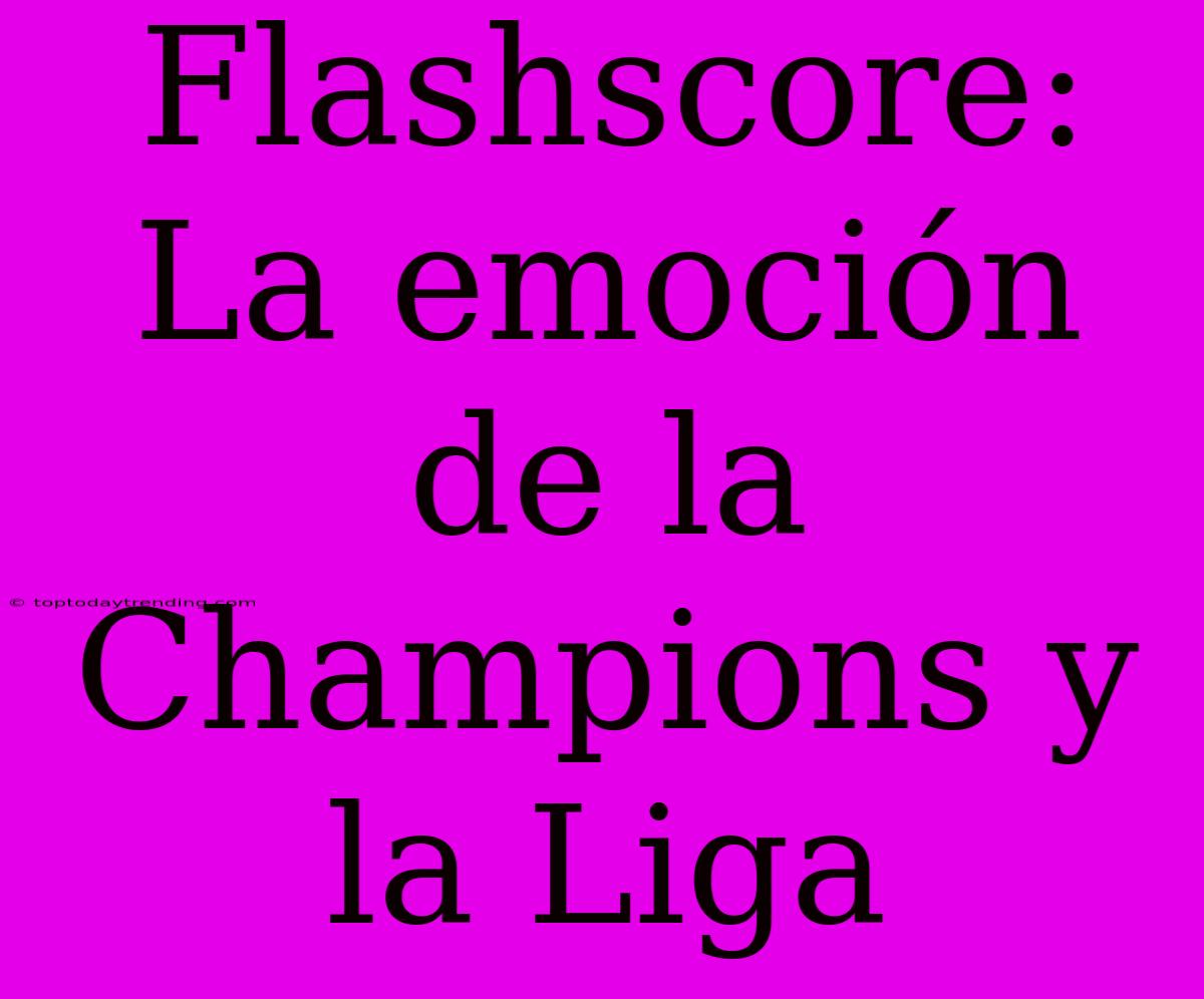 Flashscore: La Emoción De La Champions Y La Liga