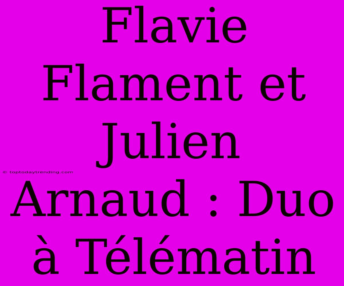 Flavie Flament Et Julien Arnaud : Duo À Télématin