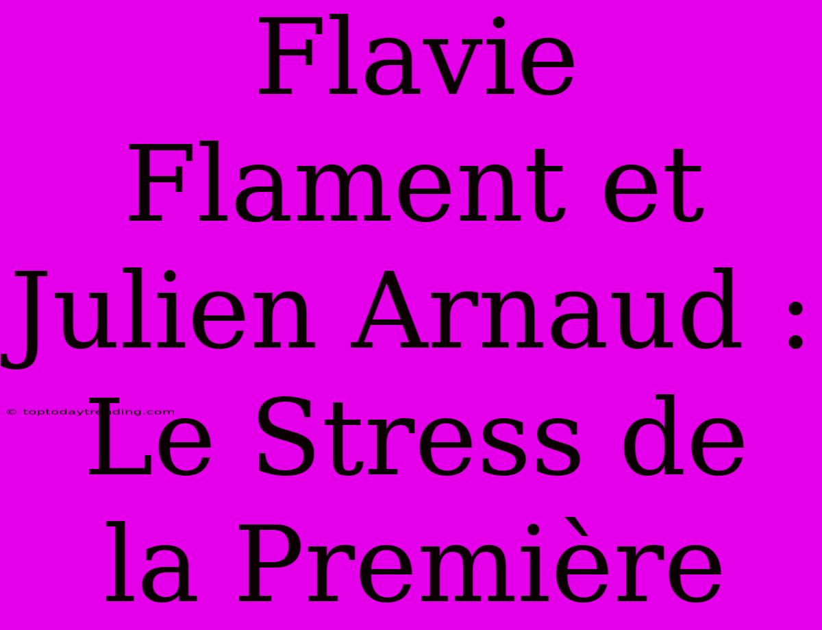 Flavie Flament Et Julien Arnaud : Le Stress De La Première