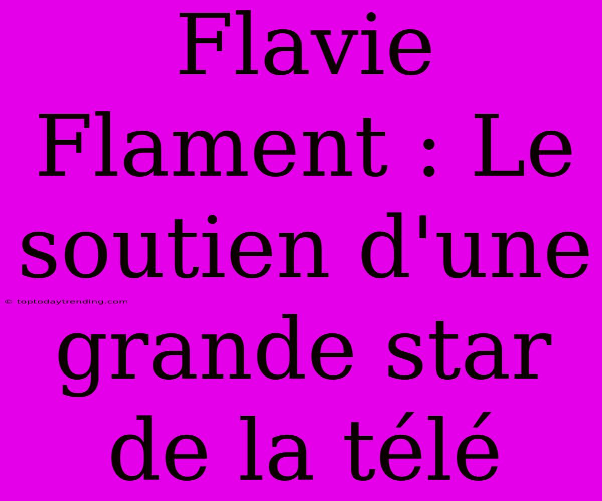 Flavie Flament : Le Soutien D'une Grande Star De La Télé