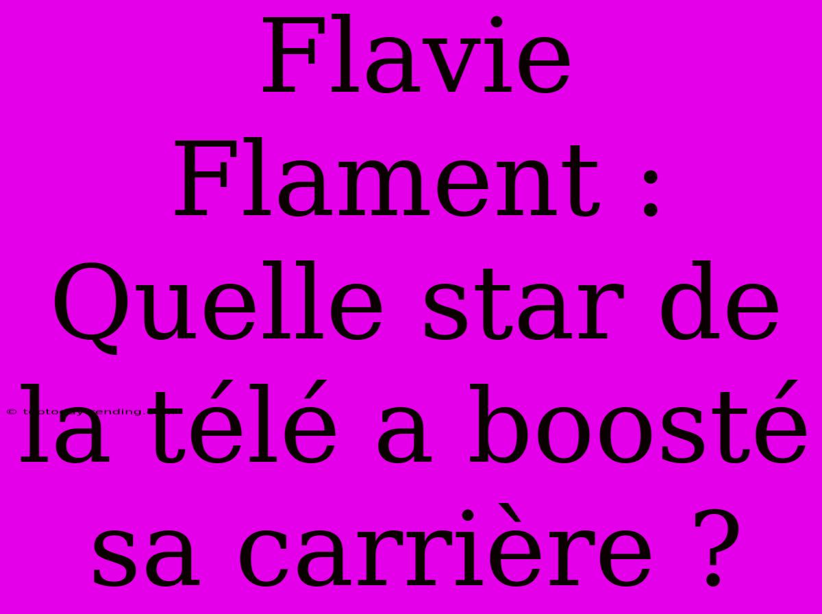 Flavie Flament : Quelle Star De La Télé A Boosté Sa Carrière ?