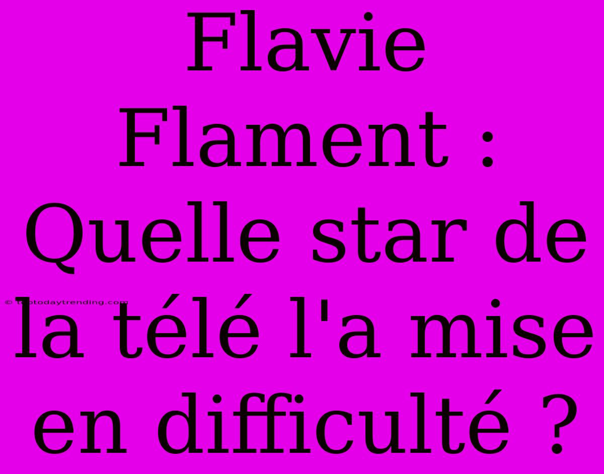 Flavie Flament : Quelle Star De La Télé L'a Mise En Difficulté ?