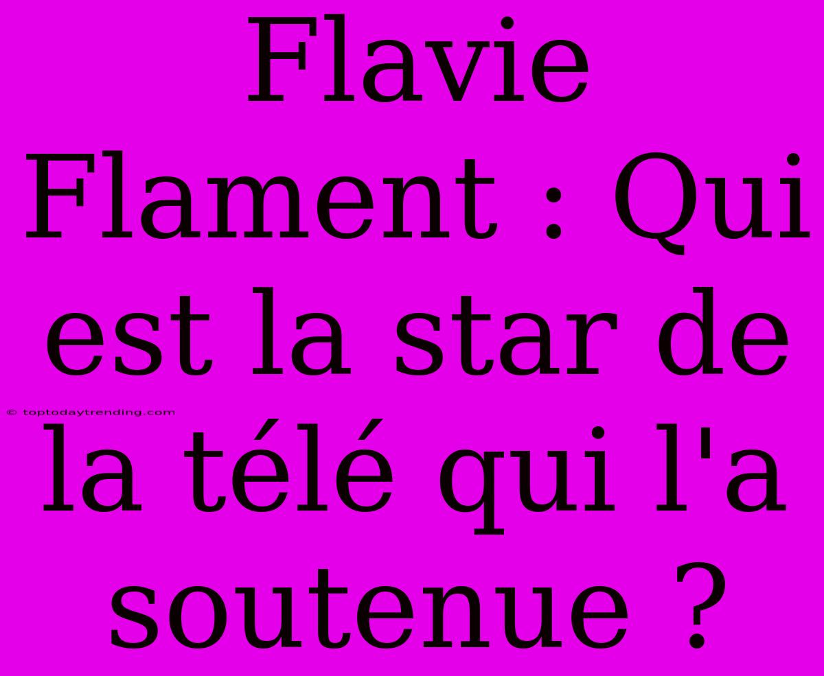 Flavie Flament : Qui Est La Star De La Télé Qui L'a Soutenue ?