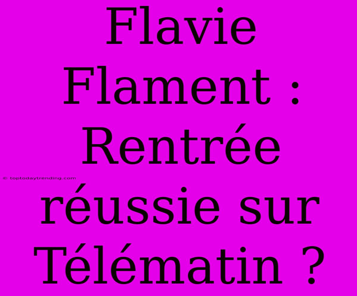 Flavie Flament : Rentrée Réussie Sur Télématin ?