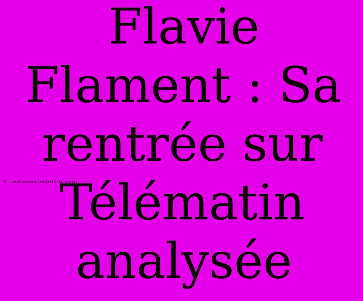 Flavie Flament : Sa Rentrée Sur Télématin Analysée