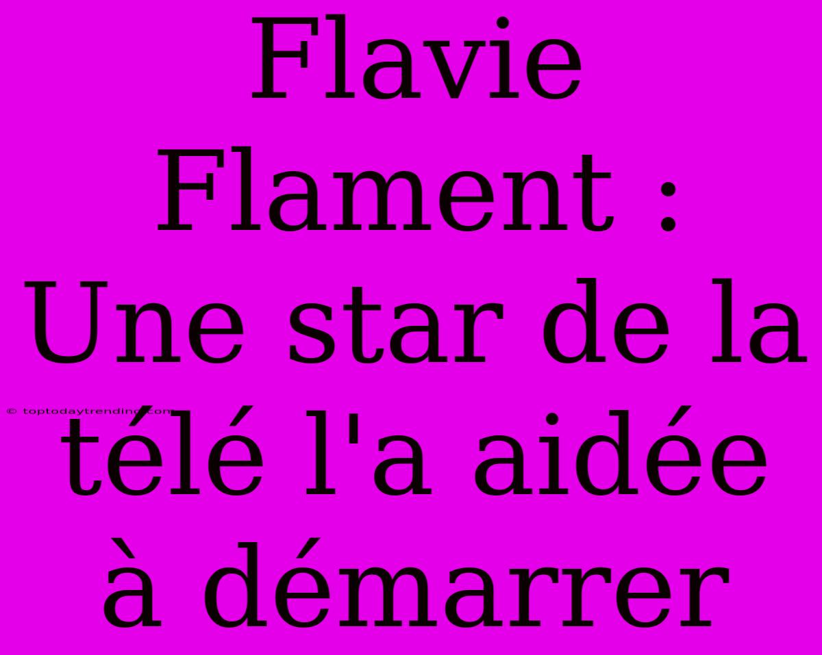 Flavie Flament : Une Star De La Télé L'a Aidée À Démarrer