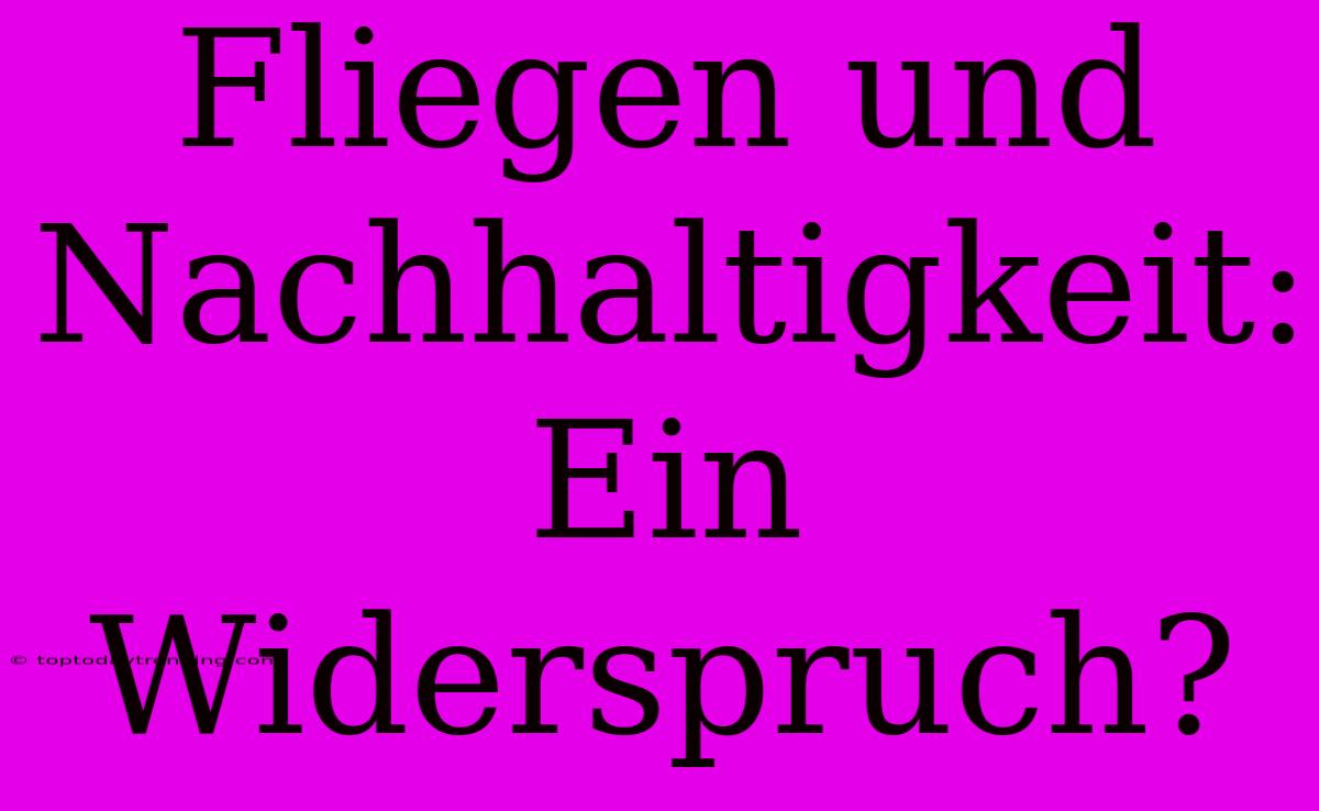 Fliegen Und Nachhaltigkeit:  Ein Widerspruch?