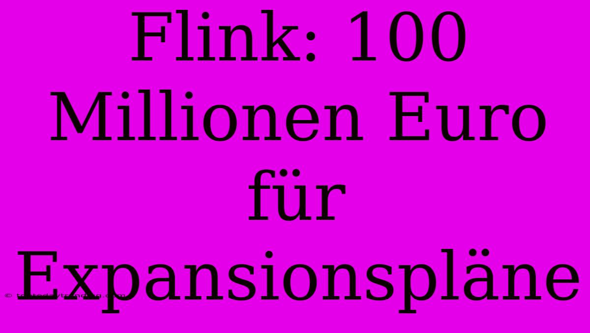 Flink: 100 Millionen Euro Für Expansionspläne