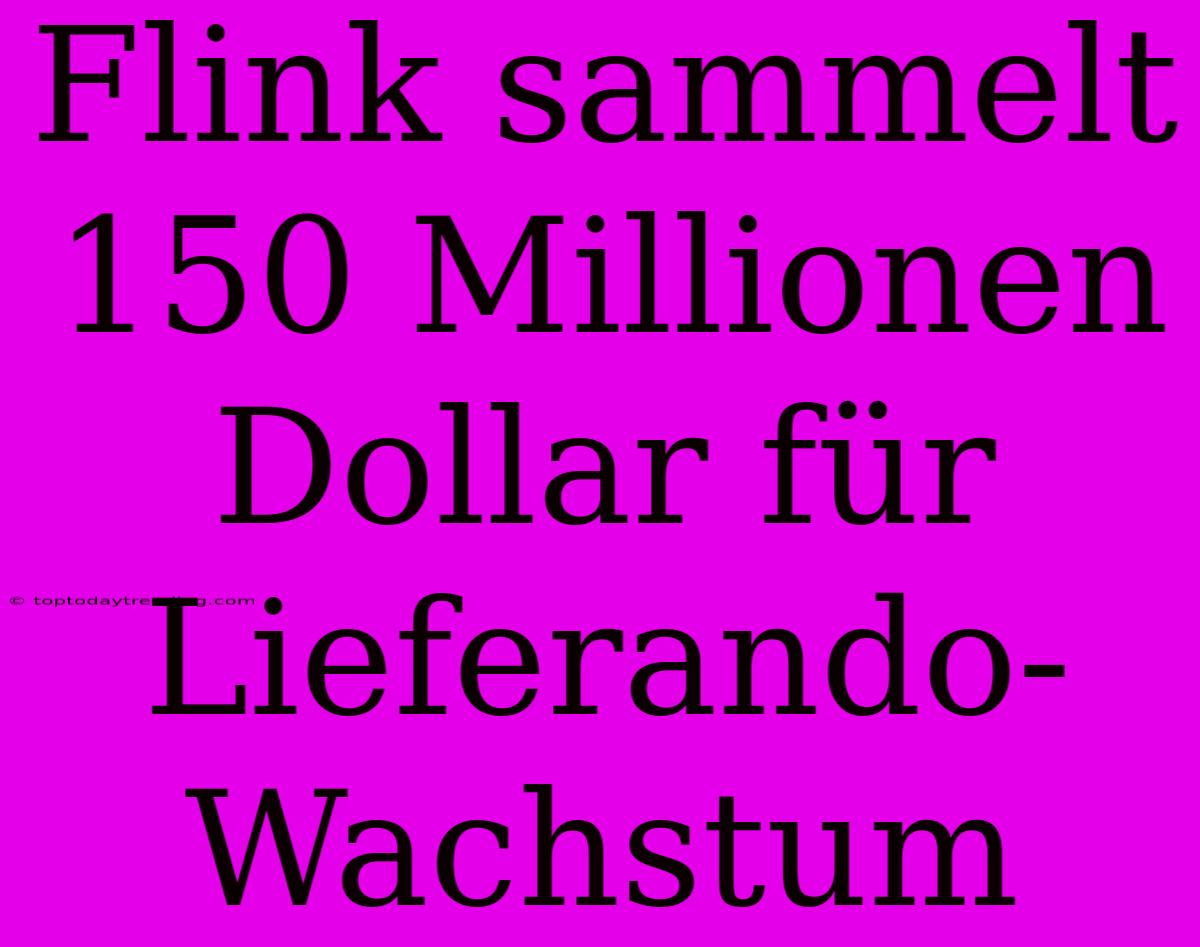 Flink Sammelt 150 Millionen Dollar Für Lieferando-Wachstum