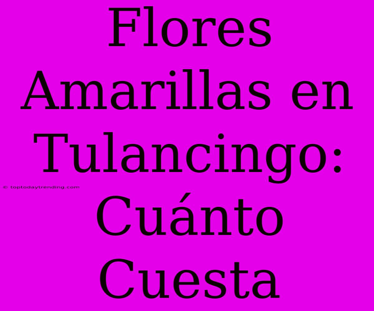 Flores Amarillas En Tulancingo: Cuánto Cuesta