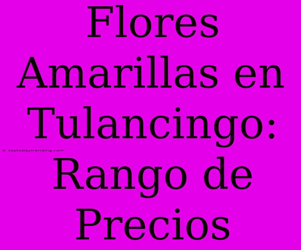 Flores Amarillas En Tulancingo: Rango De Precios