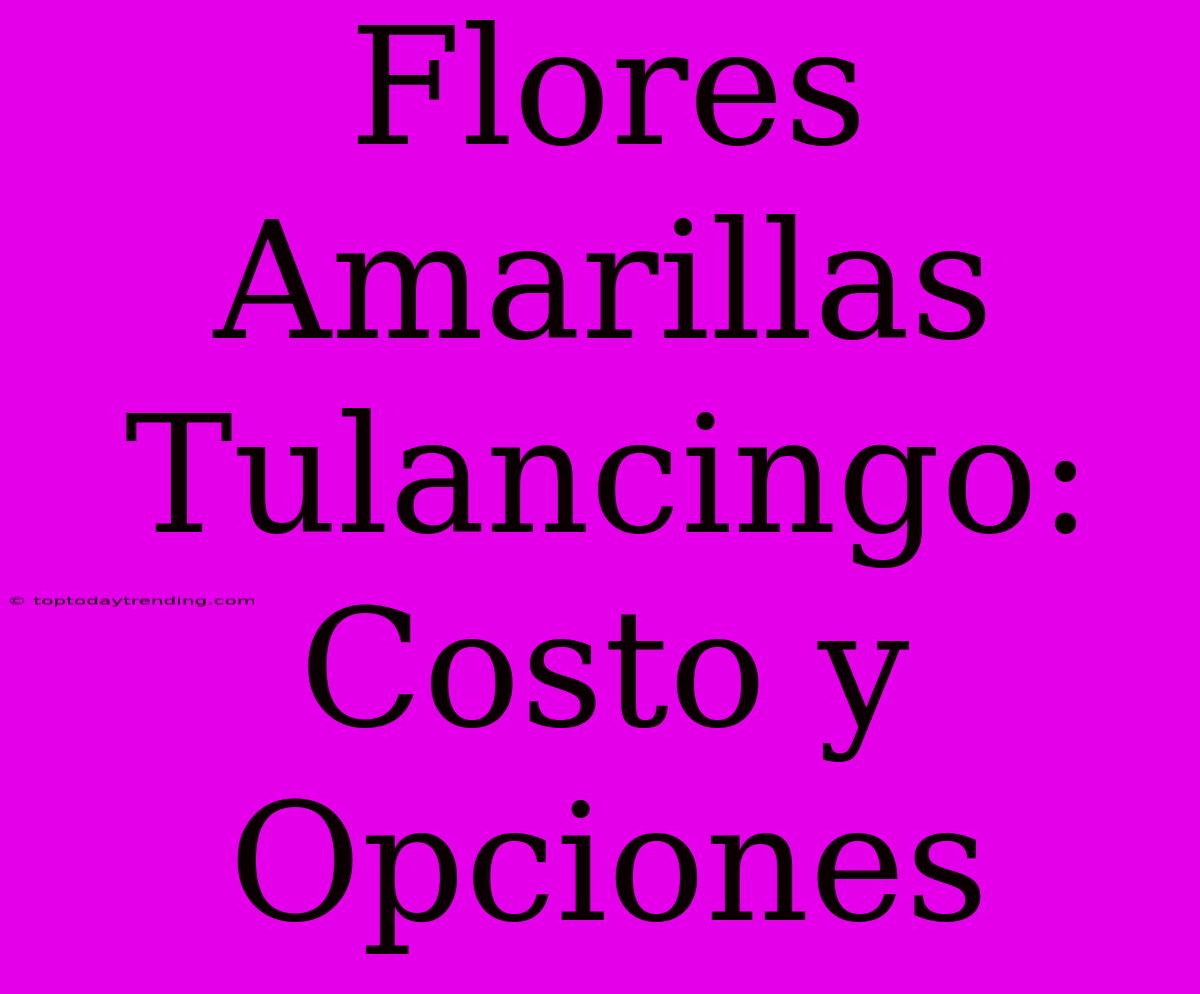 Flores Amarillas Tulancingo: Costo Y Opciones