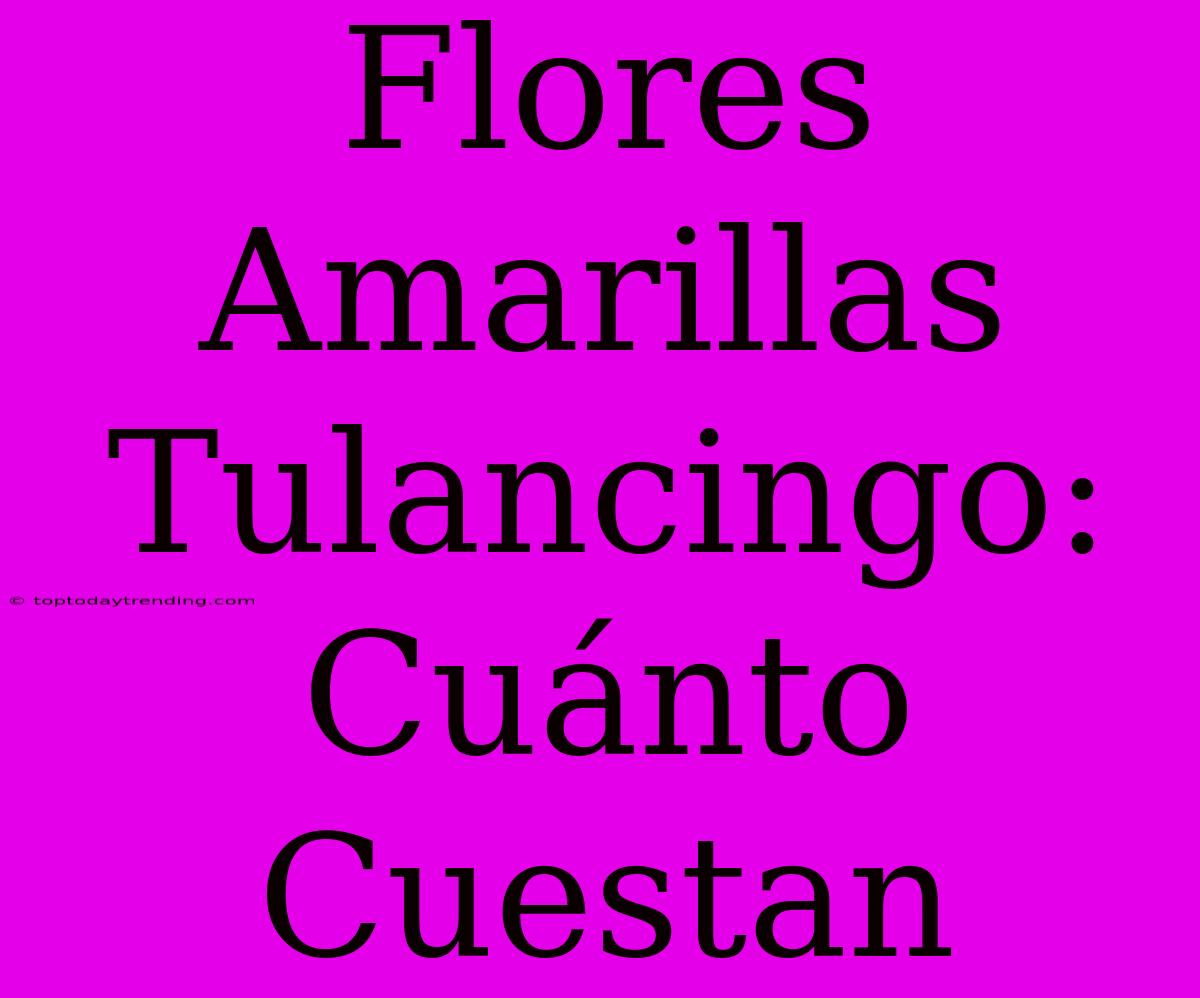 Flores Amarillas Tulancingo: Cuánto Cuestan