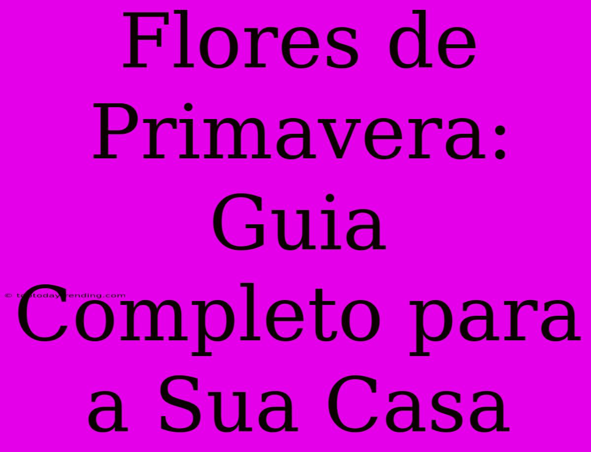 Flores De Primavera: Guia Completo Para A Sua Casa