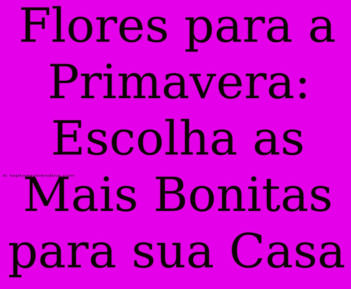 Flores Para A Primavera: Escolha As Mais Bonitas Para Sua Casa