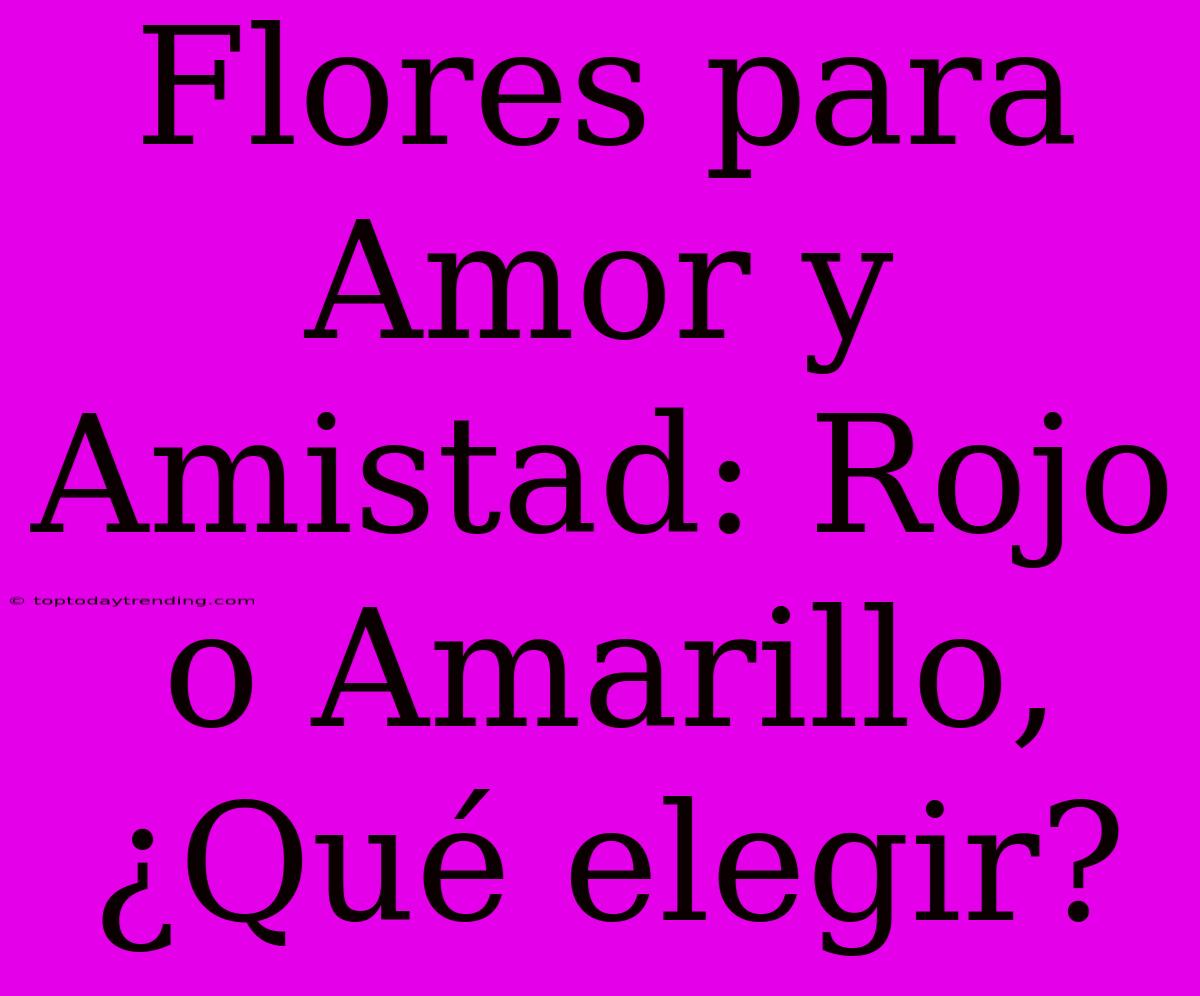 Flores Para Amor Y Amistad: Rojo O Amarillo, ¿Qué Elegir?