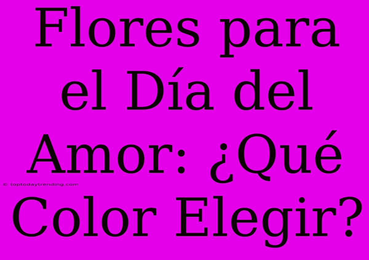 Flores Para El Día Del Amor: ¿Qué Color Elegir?