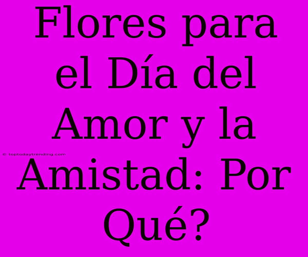 Flores Para El Día Del Amor Y La Amistad: Por Qué?