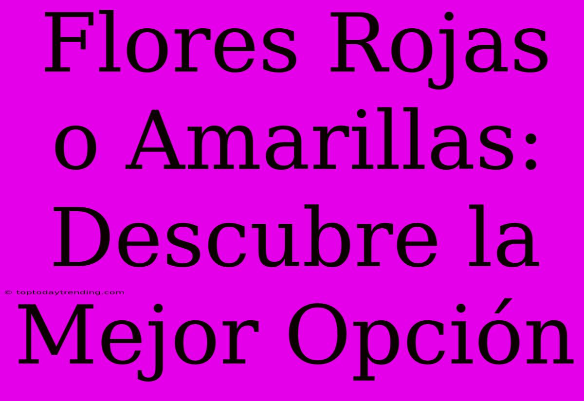 Flores Rojas O Amarillas: Descubre La Mejor Opción