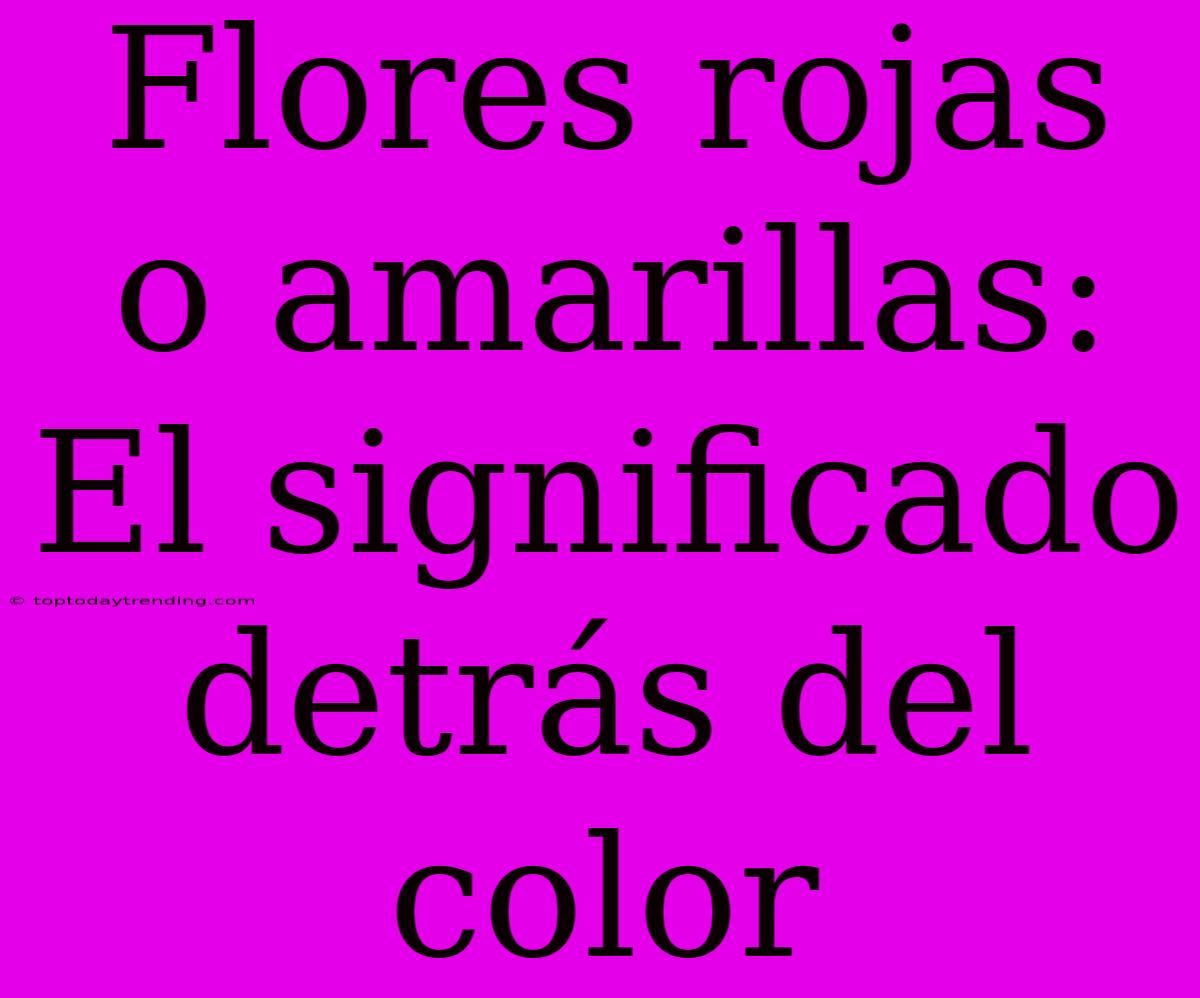 Flores Rojas O Amarillas: El Significado Detrás Del Color